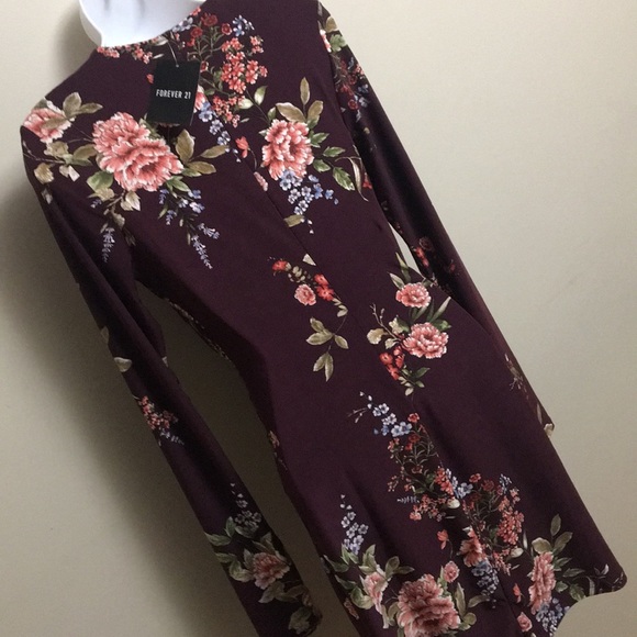 Forever 21 Plum Red Floral Knit Dress - Picture 4 of 5